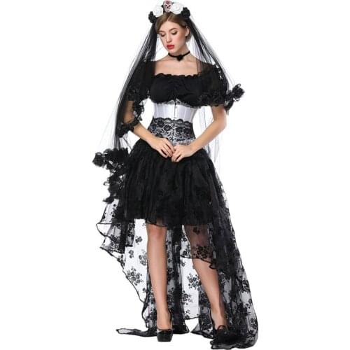 Womens Burlesque Dancer Dress Witch Halloween Sexy Bust Corset Corset Skirt Gothic Corset Black Lace Skirt