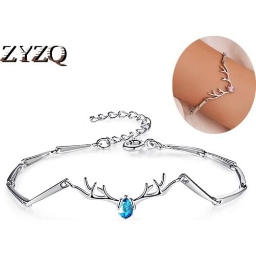 ZYZQ Romantic Women Animal Bracelets With Shiny Cubic Zircon Stone Beautiful Christmas Gift Deer Shaped Bracelets For Women
