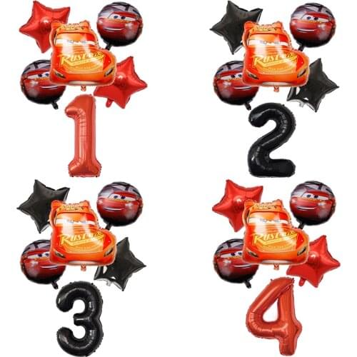 1 set McQueen Car Cake Children Birthday Party Birthday Decoration Latex Balloons Kid Toys​ 32inch Red Black Number Balls