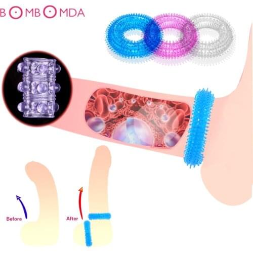 1pc Penis Rings Delayed Ejaculation Cock Extender Cage Chastity Penis Sleeve Sex Product Adult Toys Men Delay Lock Fine Silicone