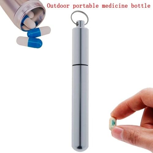 1pc Waterproof Aluminum Pill Box Case Bottle Drug Holder Container Keychain Medicine Box Health Care