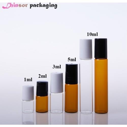 100pcs/lot factory diret sales 1ml 2ml 3ml 5ml 10ml Amber clear Glass Doterra Essential Oil Bottles Vials with Roller Ball