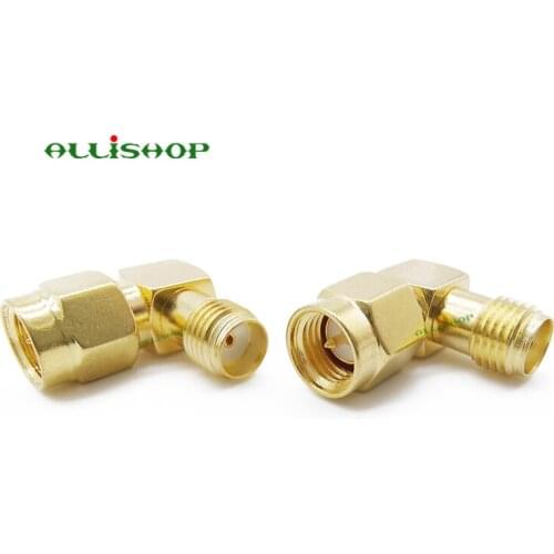2Pcs SMA male plug to SMA female jack 90 Degree right angle in series RF coaxial coax Assembly adapter connector