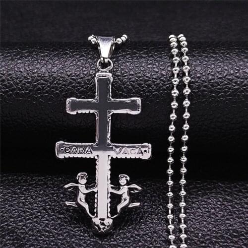 2021 Russian Orthodox Cross Stainless Steel Chain Necklace Women/Men Big Silver Color Necklaces Jewelry collar cruz N2235S03