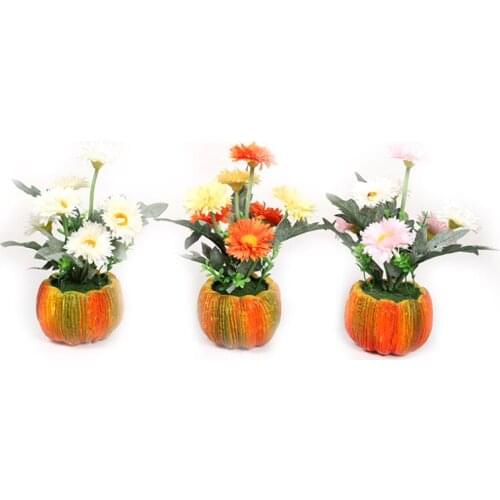 3 Pack Artificial Chrysanthemum Potted Plants Fake Flower in Pots Bathroom Kitchen Indoor Decor Rustic Table Centerpiece