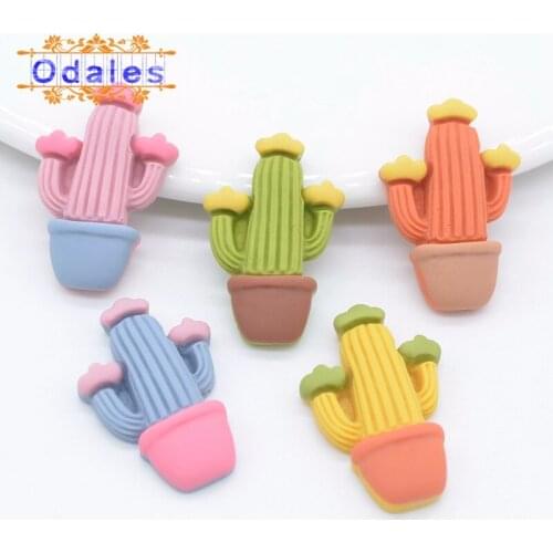 30Pcs/lots Lovely Cactus Resin Appliques 3D Figurine Crafts Supplies Headwear Decoration Hair Clip Handband Hairpins Accessories