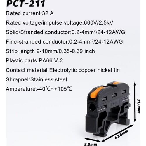 5/10Pcs 211 Din Rail Fast Connection Terminal Press Wire Splicing Connector Instead Of UK2.5B Terminal Block