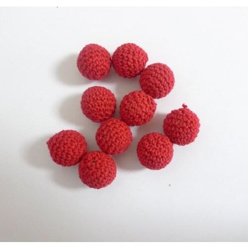 50pcs 20mm RED COLOR Wooden Round Crochet Beads For Baby Teethers
