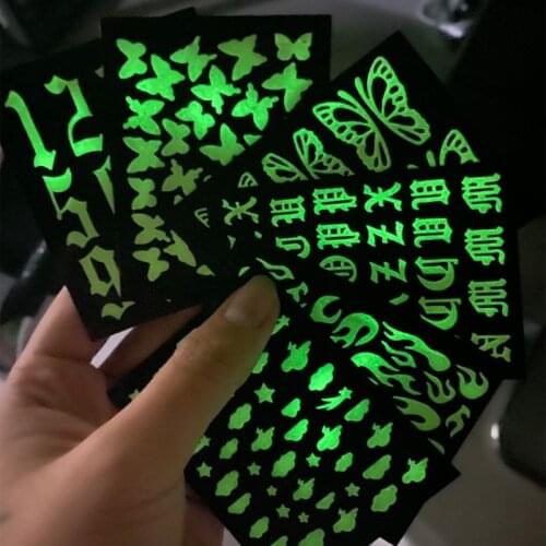 6 Sheet Luminous Nail Art Sticker 3D Fluorescent Butterfly Stickers Flame Animal Print Decals Glow in The Dark YJY 2020 New Desi