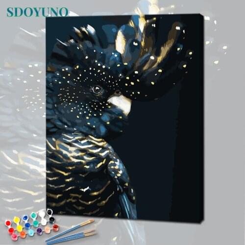 SDOYUNO Acrylic Paint By Numbers Parrot DIY Oil Painting By Numbers On Canvas 60x75cm Animals Number Painting Home Decor