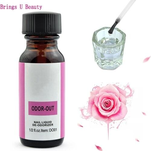 Nail Art Acrylic Liquid ODOR OUT Odor Removal Rose Fragrance Odorizer with Brush Design