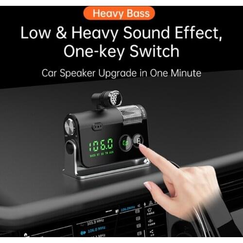 Car Handsfree MP3 Bluetooth Player FM Transmitter BC73 Dual Microphone Dual Ports PD18W QC3.0 Fast Charging Car