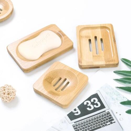 Bamboo Soap Dish Container Wooden Natural Bathroom Plate Holder Rack Storage Box Tray Bath Plate Essential Kitchen Portable Soap