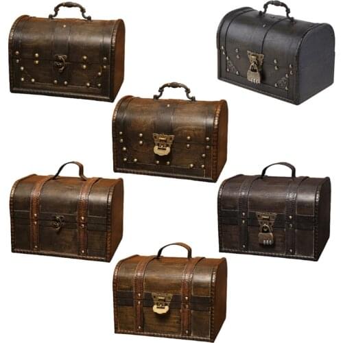 Wooden Pirate Jewelry Storage Box Vintage Treasure Chest for Wooden Organizer