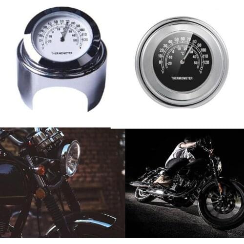 Motorcycle Modification Parts Clock Temp Thermometer White Gauge Handlebar Bicycle Color Black Motorbike For 22-25mm G3D0