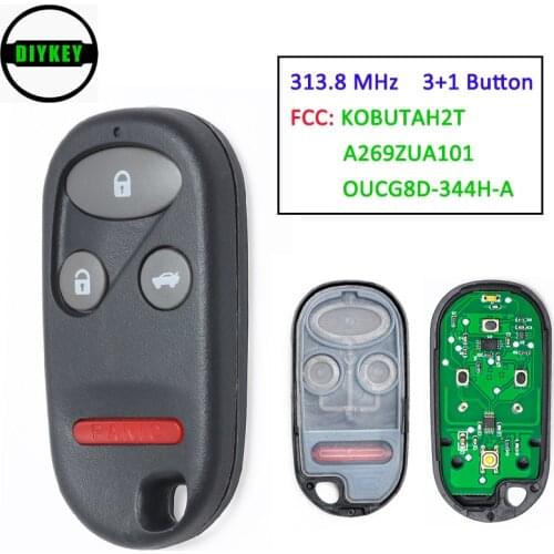 DIYKEY Remote Car Key Fob 3+1 Button for Honda Pilot Prelude Odyssey 2002 - 2004 FCC ID: A269ZUA101 / KOBUTAH2T / OUCG8D-344H-A