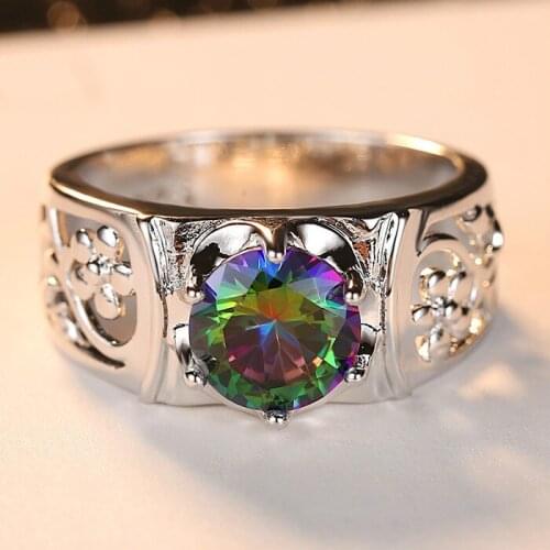 Purple Rainbow Glamour Lady Ring Fashion Shiny Mini Zircon Fashion Creative Metal Ring Colorful Decoration Set Party Wedding