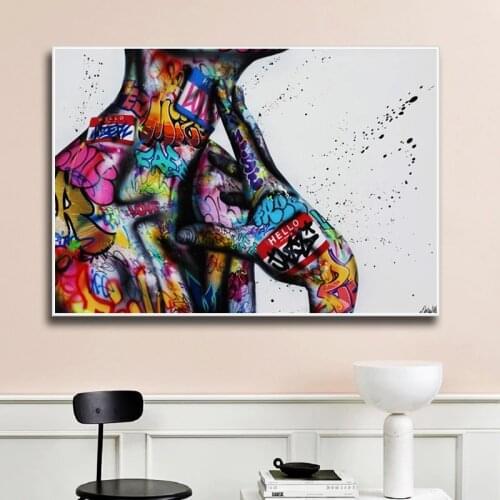 Personality Neck Abstract Oil Painting Graffiti Art Canvas Painting Poster Printing Wall Art Living Room Home Decoration