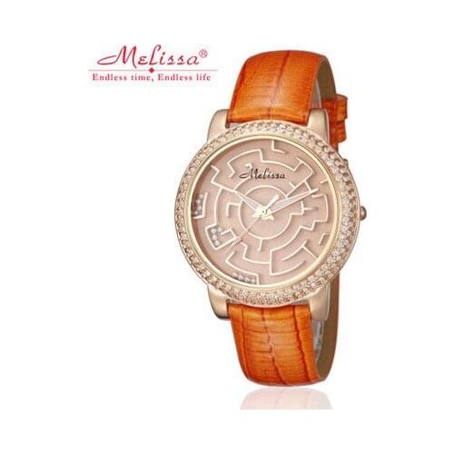 MELISSA New Designer Maze Watch Luxury Crystals Women Watches Japan Quartz Quality Wrist watch Leather Feminino Montre F11460
