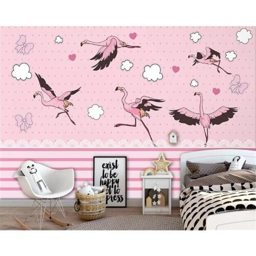 Beibehang papel de parede Wallpaper for kids room custom flamingo wall papers home decor home interior papier peint mural 3d