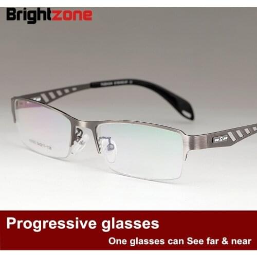 Man Business Affairs Titanium Alloy Progressive Multi-focal Complete Half Rim Frame Intelligence Presbyopic Eye Glasses Male 505