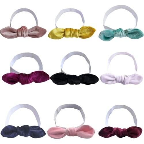 New Children Girls Boys Bowknot Headbands Bebe Elastic Hair Bands Kids Turban Velvet Bows Hair Accessories