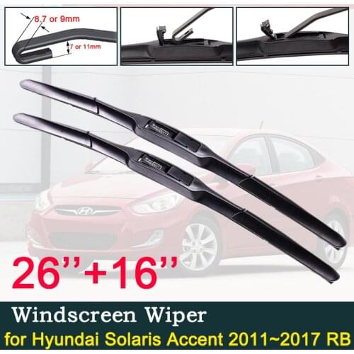 Car Wiper Blade for Hyundai Solaris Accent 2011~2017 RB Windshield Wipers Car Accessories j Hook Type 2012 2013 2014 2015 2016