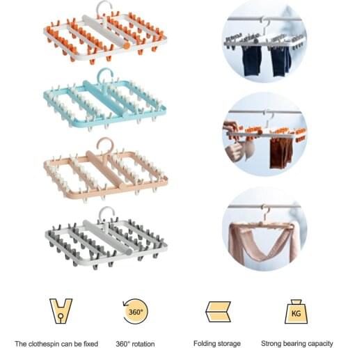 24 Pegs Folding Washing Laundry Dryer Underwear Hanging Rack Hanger In/outdoor Multifunctional Rotatable Socks