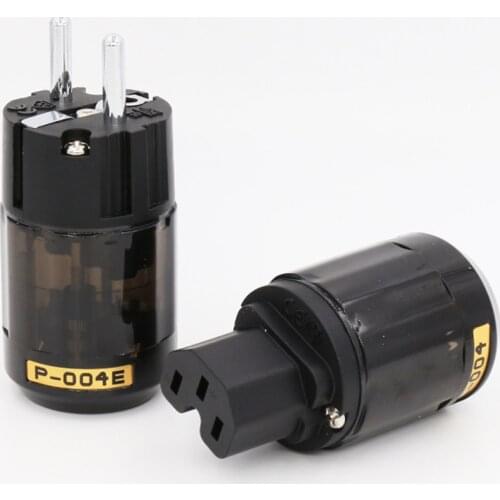 Brand New Pair P-004E C-004 Rhodium Plated EU Power Plug Hifi Electrical IEC Connector