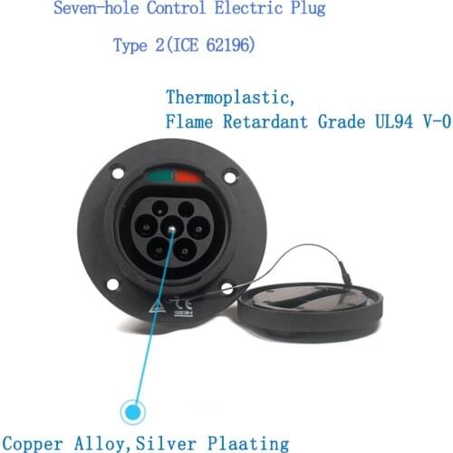 EU Inlet 32A Three Phase Socket EV Side 62196-2 European Standard EV Charging Type 2 Connector For EV Charging Duosida
