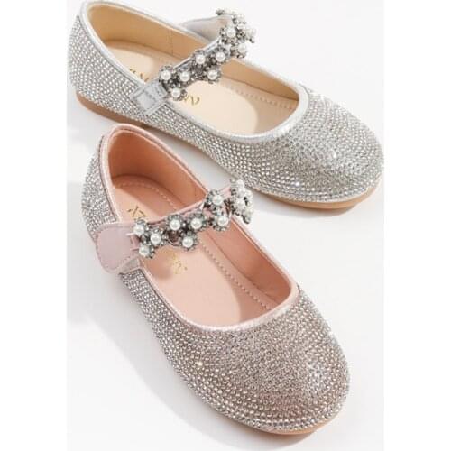 Girls Pearl Rhinestone Princess Shoes Baby Girl Birthday Party Christmas Crystal Shoes Childrens Shoes