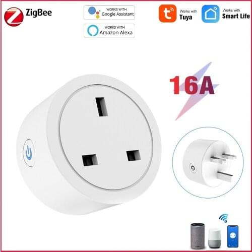 16A UK Smart Socket Zigbee 3.0 Wireless Plug Timing Power Monitor For Tuya Smart Life APP Control Works With Alexa Google Home