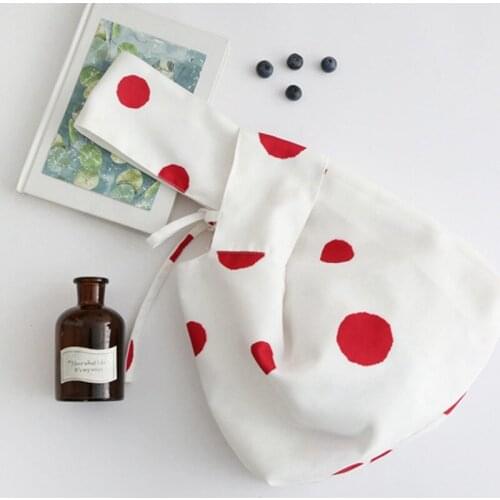 Japanese Fresh And Waterproof Lunch Bag Set Knot Bag Lunch Box Bag Handbag Key Mobile Phone Coin Purse Fabric Wrist Bag