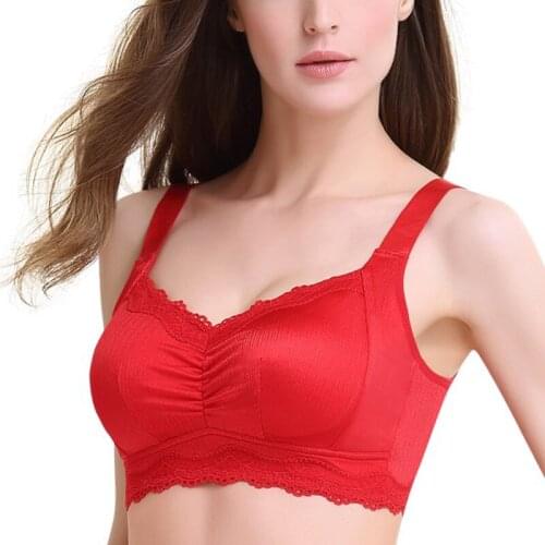 Drop shopping Wire Free Breathable Womens Full Coverage Push Up Zipper Front Bra Lingerie 32 34 36 38 40 42 A B C D