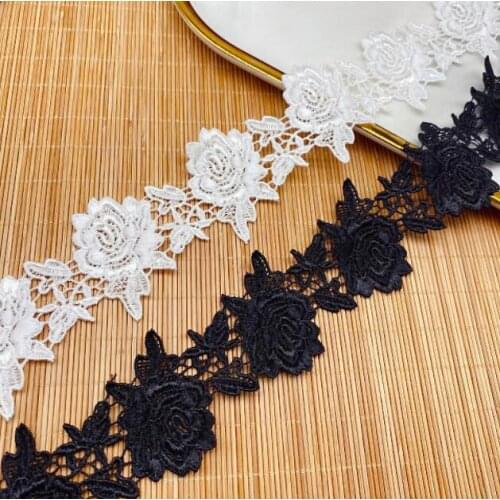 1Yard Polyester silk Lace,Width: 4.4cm,Lolita Lace Fabric,Water-soluble Rose Pattern,Clothing Decoration(SS-2112)