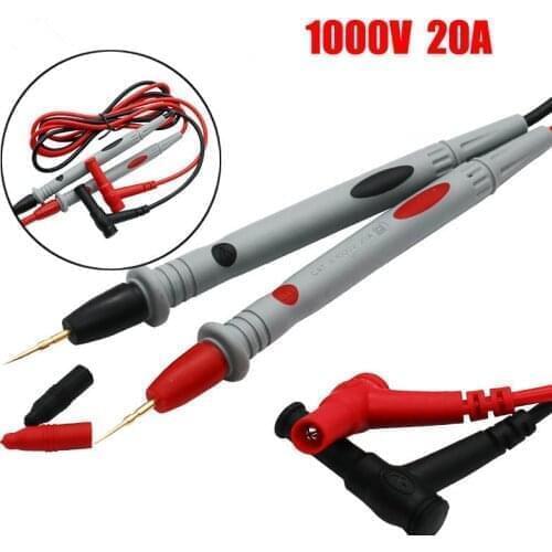 1 Pair Universal Probe Test Leads Pin for Digital Multimeter Needle Tip Meter Multi Meter Tester Lead Probe Wire Pen Cable 20A