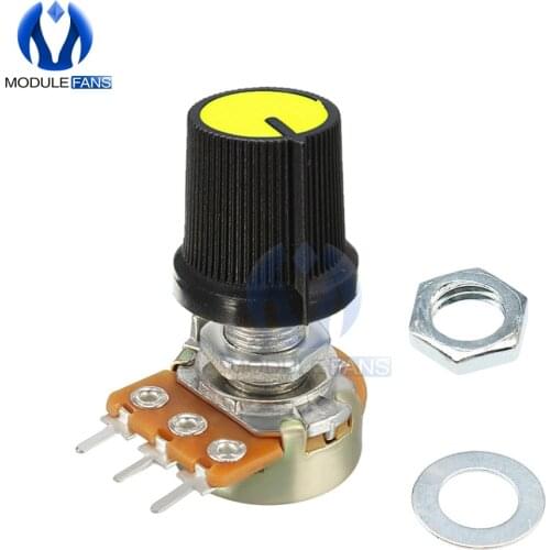 10PCS 1K 2K 5K B10K 20K 50K 100K 250K 500K 1M Ohm Potentiometer Resistor Linear Taper Rotary Caps Knob For Arduino