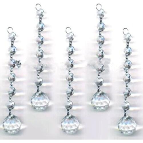 20 Chains Clear Crystal Beads Chains+Glass Hanging Prism Ball For Wedding Home Christmas Tree Decoration