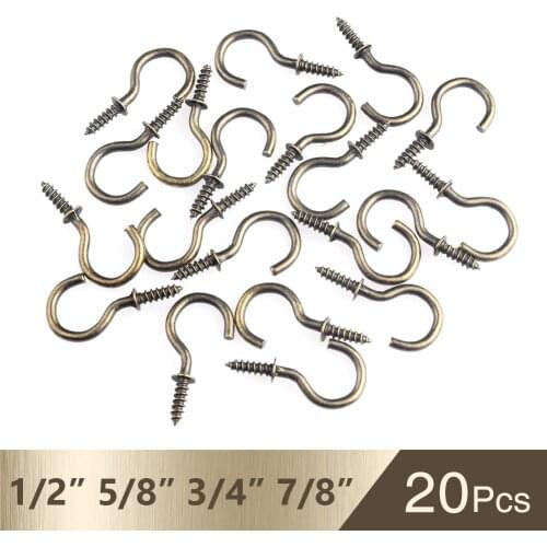 20pcs 1/2 5/8 3/4 7/8inch Picture Frame Lamp Light Cabinet RV Tool Plant Curtain Net Wire Eye Bolt Eyebolt Screw In Hanger Hook