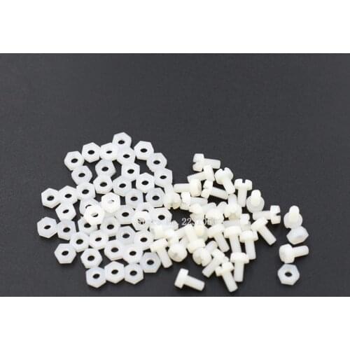50 Sets=100PCS M3 White Nylon Stainless Steel Cross Recessed Pan Head Screws With Nut Phillips Screws Set M3*6mm