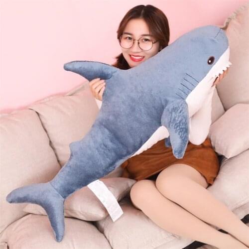 60/80/100CM Big Shark Plush Toy Soft Stuffed speelgoed Animal Reading Pillow for Birthday Gifts Cushion Gift For Children