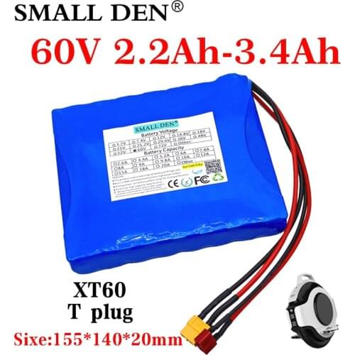 60V 2.6Ah li-ion battery pack 2.2Ah 3Ah 3.4Ah 16S1P HG2 NCR18650 for Self balance scooter Electric unicycle Rechargeable battery