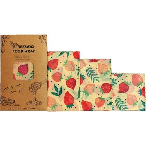 9pcs/bag 3S+3M+3L Beeswax Wraps Natural Zero Waste Plastic Fresh Cloth Wrapper Reusable Sustainable Strawberry For Home Garden