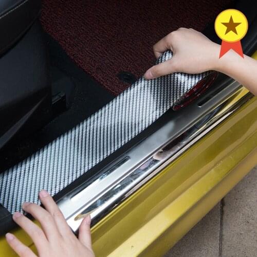 Car Stickers 5D Carbon Fiber Rubber Styling Door Sill Protector Strip For Focus Honda Jeep NISSAN OPEL RENAULT Lada Accessories