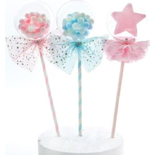 Banner Flag cake topper for DIY Cupcake Wrapper Baking Cup party bar Table decoartion pink/blue ball birthday/wedding/etc wh