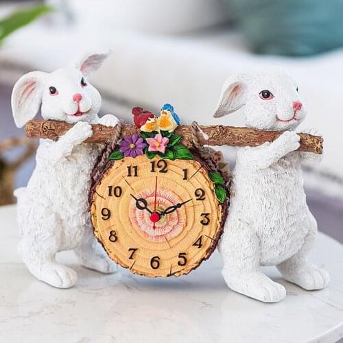 Nordic Alarm Clock Rabbit Panda Table Clock Home Decor Desktop Desk Clock Living Room Bedroom Children Kids Mute Table Watch