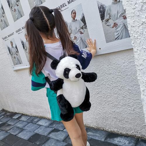 Korean Style Childrens Bags New Style Backpack Cute Panda Small Backpack Fashion Boys and Girls Cartoon Plush Bag