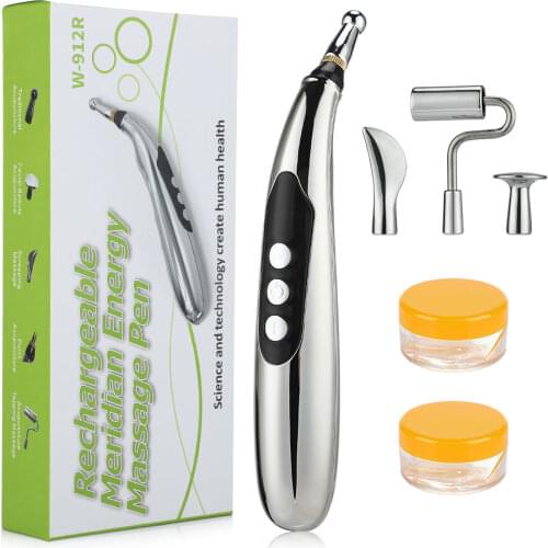 5 in 1 Electronic Acupuncture Pen Laser Therapy Meridian Energy Massage Scraping Tapping Guasha Pain Relief USB Charging
