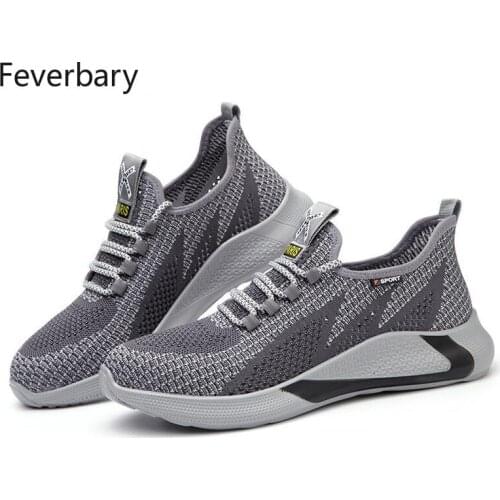 Feverbary Steel Toe Cap Safety Shoes Men Women Breathable Industrial Construction Puncture Proof Work Boots