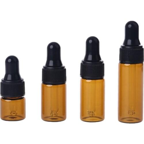 10pcs Amber Glass Dropper Bottles With Black Cap for Essential Oil Perfume Sample Bottle Aromatherapy